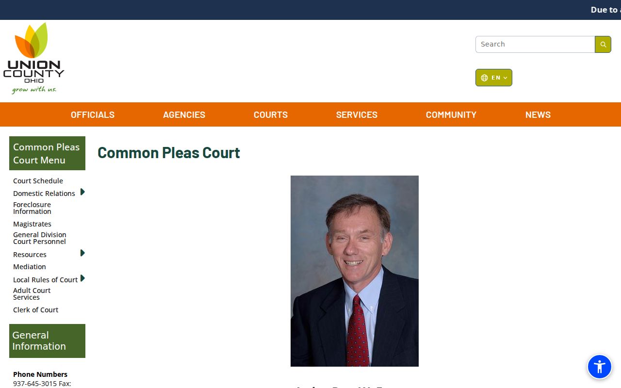 Union County court docket Common Pleas Court information