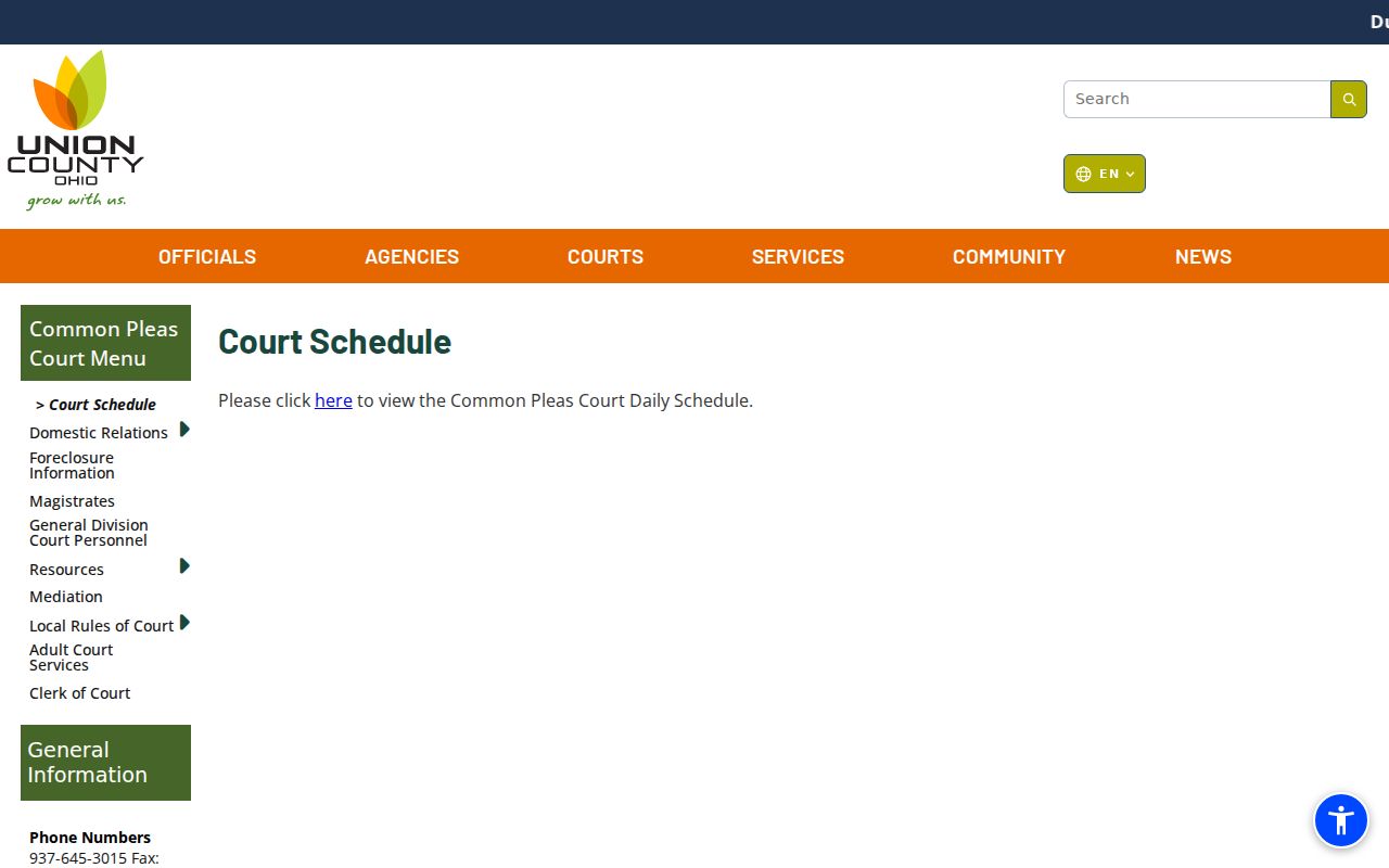 Union County court docket Daily Court Schedule gateway